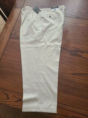 NWT Brandini Le Collezioni Cream Pleated Cuffed Dress Pants Trousers 42x30
